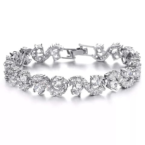 Shining Diva Silver Plated Cubic Zirconia Bracelet